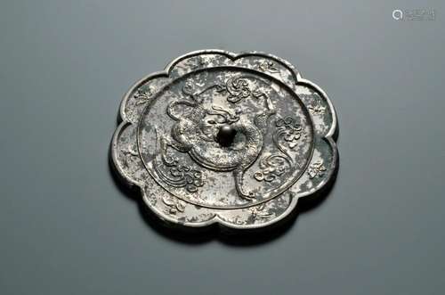 A Lobed Bronze Mirror with a Dragon