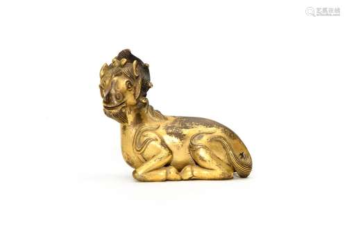 A Gild Bronze Goat Figure