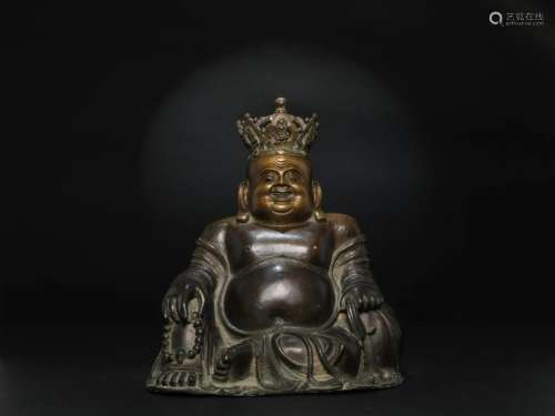 A Bronze Crowned Maitreya Figure