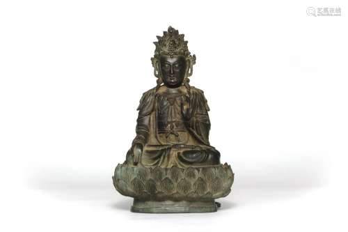 A Bronze Figure of Crowned Buddha