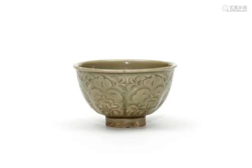 A Yaozhou Ware High Relief Carved Caladon Tea Bowl