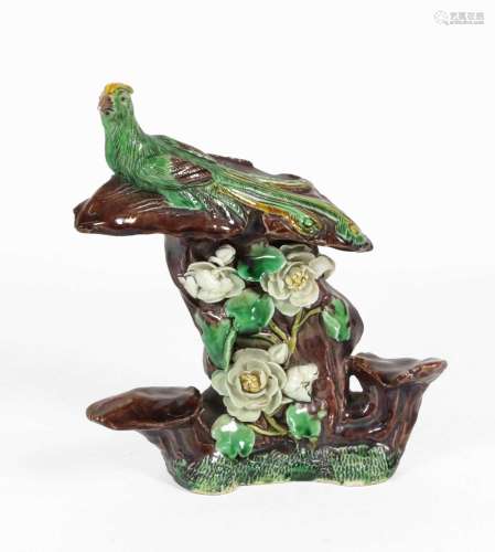A Chinese Sancai Porcelain Peacock Group, Kangxi period, the...