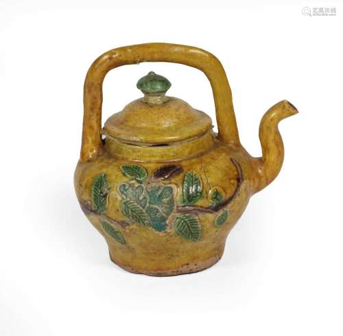 A Chinese Porcelain Ewer, Kangxi, of fluted hexagonal form w...