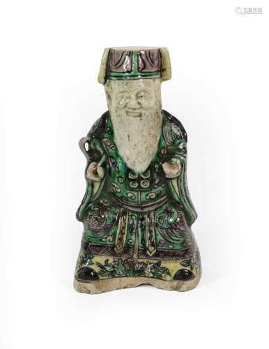 A Chinese Porcelain Figure on an Immortal, Kangxi period, as...