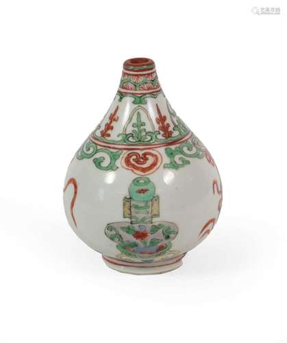 A Chinese Porcelain Bottle Vase, Kangxi, painted in famille ...