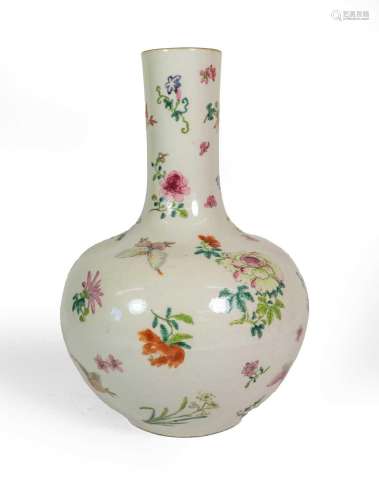 A Chinese Porcelain Bottle Vase, 19th century, of globular f...