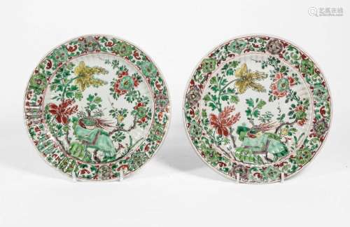 A Pair of Chinese Porcelain Plates, Kangxi, of fluted circul...