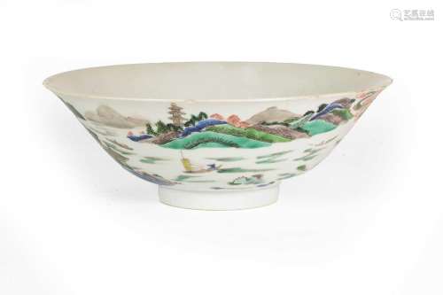 A Chinese Porcelain Bowl, Kangxi, of conical form, painted i...