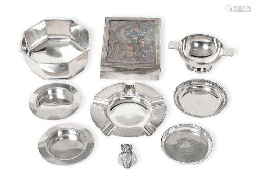 A collection of silver, including: a continental cigarette-b...