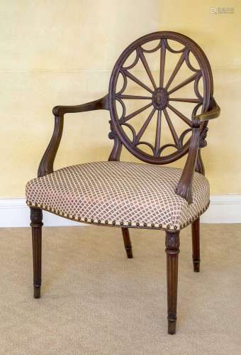 A George III Design Mahogany Open Armchair, the moulded fram...