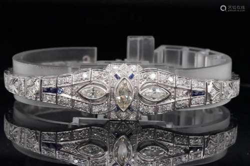 3.75ctw Diamond, Sapphire and Platinum Bracelet