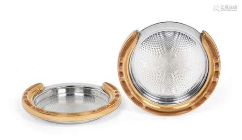 A Pair of Parcel-Gilt Plated Ashtrays, Retailed by Hermès, P...