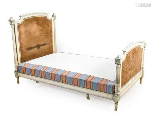 A Louis XVI Style Cream and Green Painted Bedstead, 20th cen...