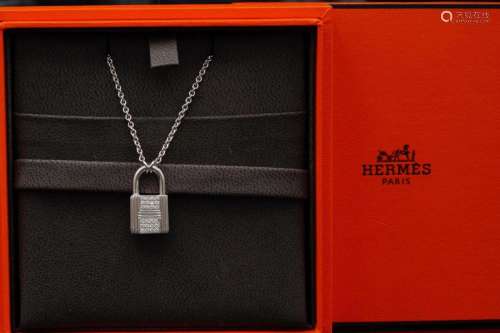 Hermes 0.25ctw Diamond and 18K Cadena Lock Necklace