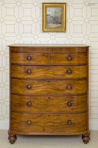 A Victorian Mahogany Bowfront Chest of Drawers, mid 19th cen...