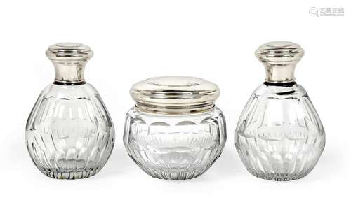 A Set of Three Spanish Silver-Mounted Cut-Glass Dressing-Tab...