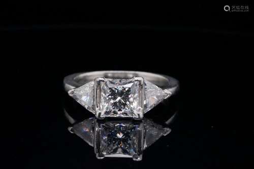 1.51ct GIA VS1/F Diamond & 0.80ctw Diamond Ring