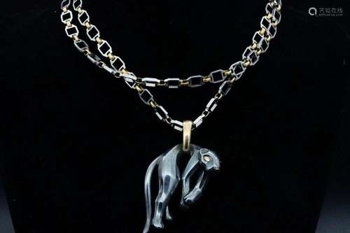 Cartier Panthere Silver, 18K and Steel Necklace