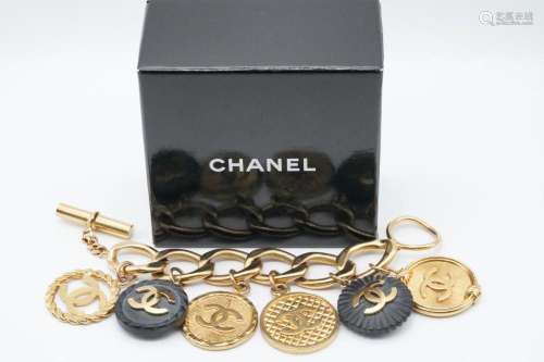 Chanel 1980s Gold Tone 7" Charm Bracelet