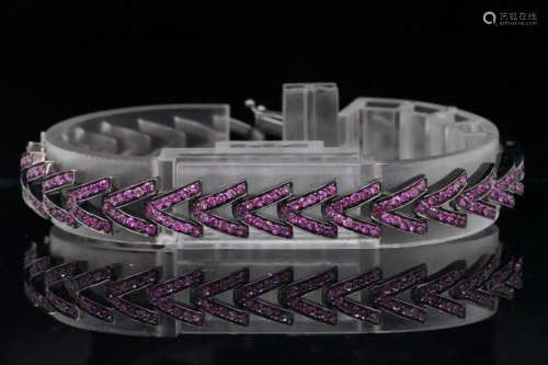Versace 3.00ctw Ruby and 18K White Gold 7" Bracelet