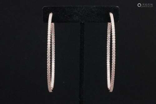 6.00ctw SI1-SI2/G-H Diamond 14K 2.5" Hoop Earrings