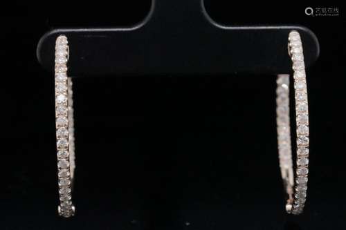 1.00ctw Diamond and 14K Yellow Gold Hoop Earrings