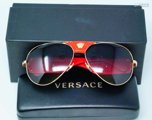 Versace Red Baroque Sunglasses W/Case