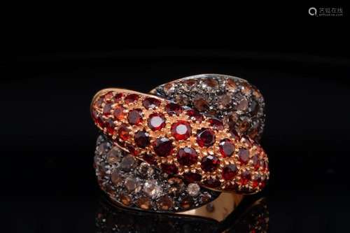 Damiani 4.75ctw Smoky Quartz & Garnet 18K Ring #30/85