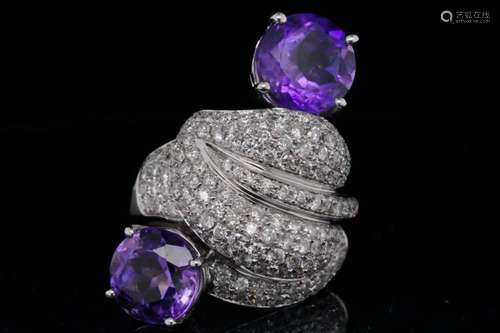 5.90ctw Amethyst, 2.25ctw Diamond 18K Ring