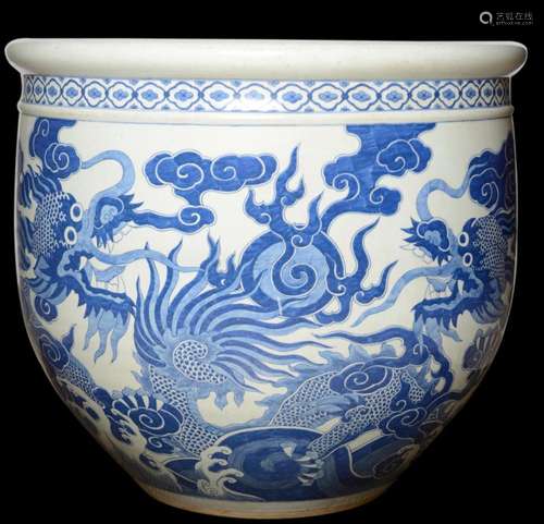 Vietnamese Bleu de Hue Large Porcelain Fish Bowl