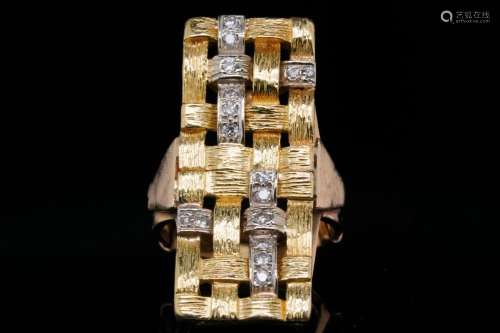 Solid 14K Yellow/Rose Gold & 0.35ctw Diamond Ring