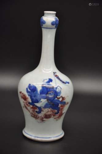 Antique Blue & Iron Red Underglazed Suantouping Vase