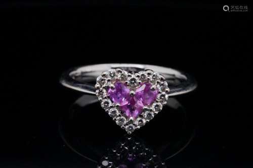 14K & 0.35ctw Pink Sapphire Ring W/Diamonds