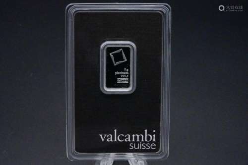 Valcambi Suisse 5 Gram 999.5 Fine Platinum Bar