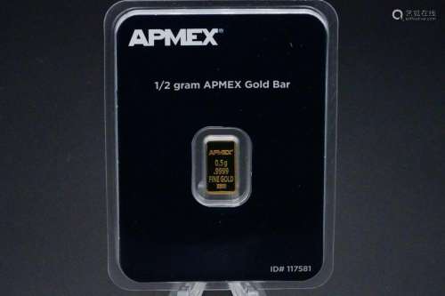 APMEX 0.5 Gram .9999 Fine Gold Bullion Bar