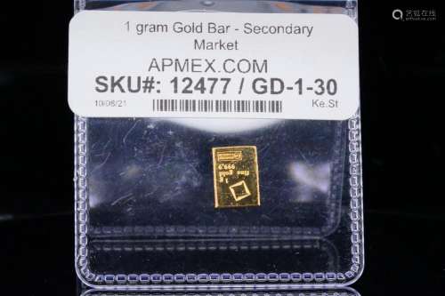 APMEX 1 Gram 999.9 Fine Gold Bar