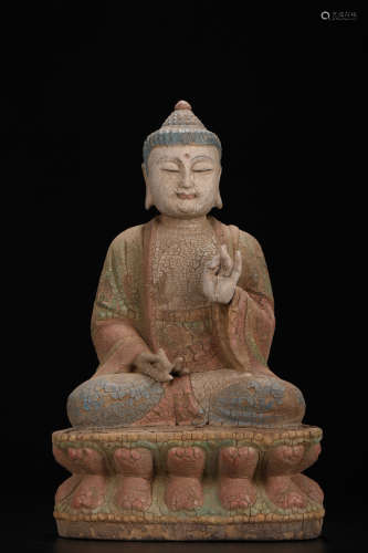 木雕释迦摩尼佛坐像