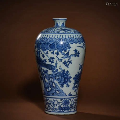 Qing dynasty blue and white plum vase