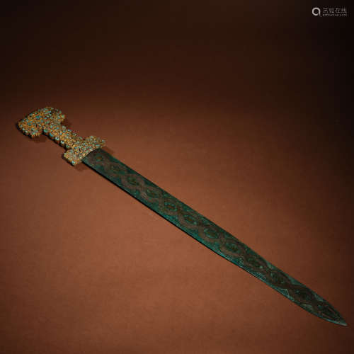 Han dynasty gold inlaid pine stone sword