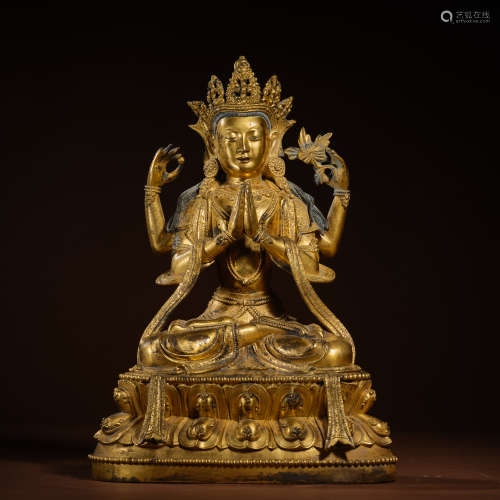 Gilding Buddha statue in qing Dynasty