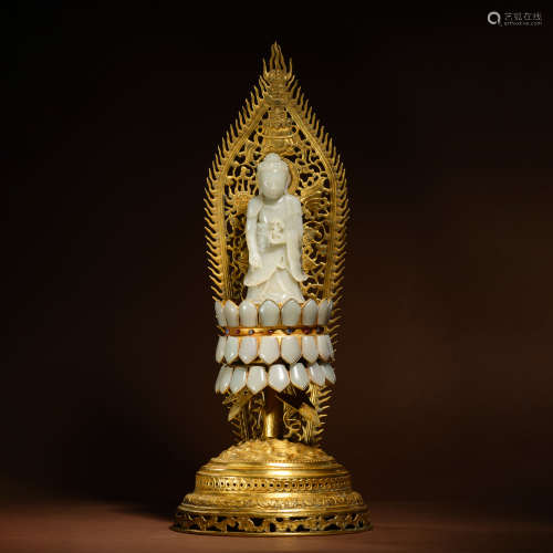 Hetian Jade gilt Buddha of qing Dynasty