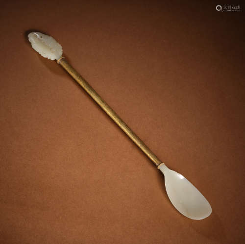 Song Dynasty Hetian jade gilt spoon