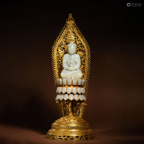 Hetian Jade gilt Buddha of qing Dynasty