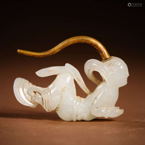 Hetian Jade figure earrings of liao Dynasty
