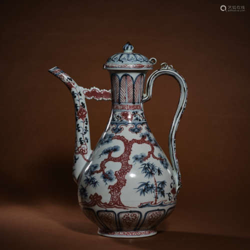 Glazed red ewer from the Qing Dynasty