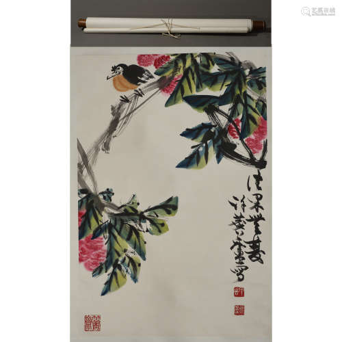 Chinese ink flower and bird painting