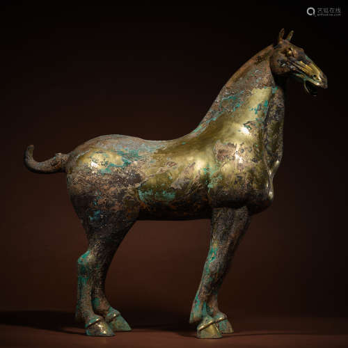 Tang Dynasty bronze gilt horse