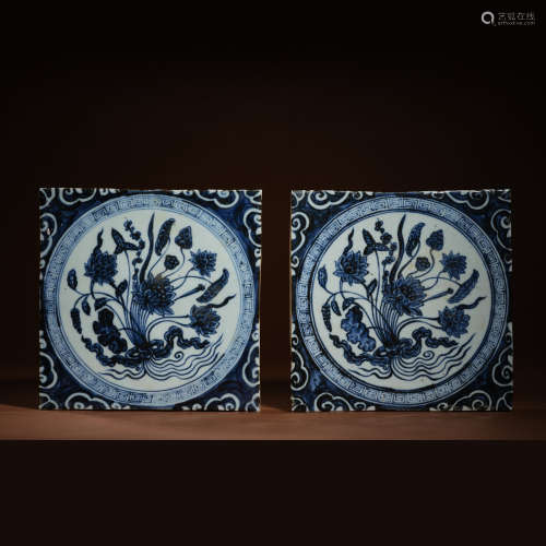 Qing dynasty flower and grass grain decorates brick