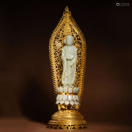Hetian Jade gilt Buddha of qing Dynasty