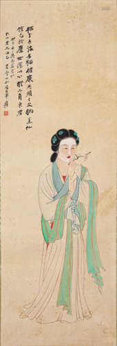 张大千仕女图（lot111-125为同一藏家藏）纸本立轴